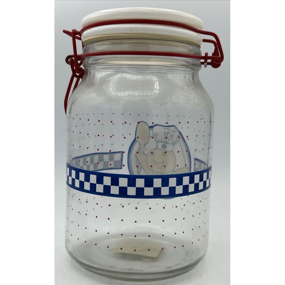 Anchor Hocking Pillsbury Doughboy Poppin Fresh Storage Medium 7 3/4"Canister Jar - Picture 3 of 6